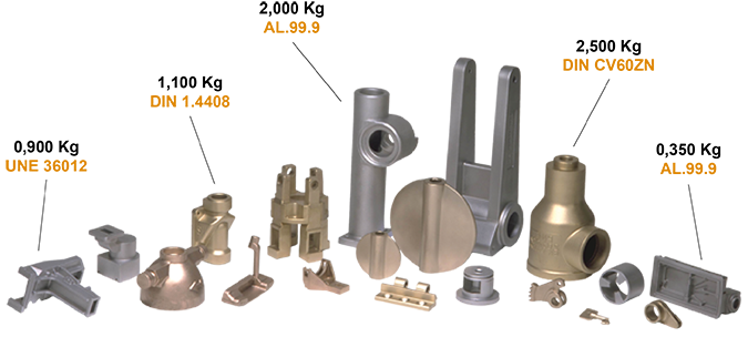 Possibility of casting pieces in bronce and aluminium alloys.